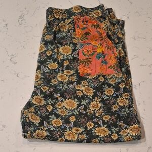 NATURAL LIFE Olive Floral Pull-On Pants with Yellow & Pink Accents